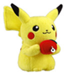 Pikachu holding an Apple with tags