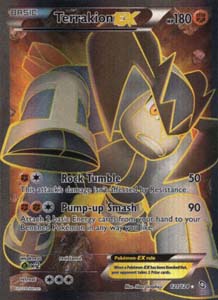 Pokemon Trading Card Game TERRAKION EX Full Art Holo Rare 121/124 Black & White Dragons Exalted