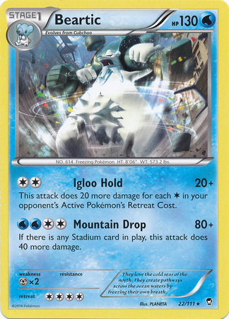 Pokemon Trading Card Game Beartic 22/111 Rare XY Furious Fists