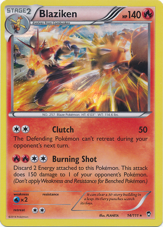 Pokemon Trading Card Game Blaziken 14/111 Holo Rare XY Furious Fists