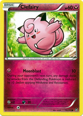 Pokemon Trading Card Game Clefairy 70/111 Common XY Furious Fists