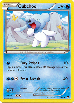 Pokemon Trading Card Game Cubchoo 21/111 Common XY Furious Fists
