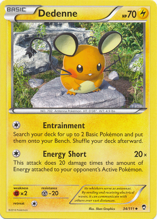 Pokemon Trading Card Game Dedenne 34/111 Uncommon XY Furious Fists