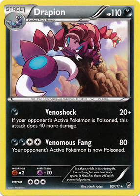 Pokemon Trading Card Game Drapion 65/111 Reverse Holo Rare XY Furious Fists