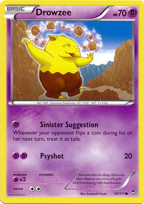 Pokemon Trading Card Game Drowzee 35/111 Reverse Holo Common XY Furious Fists