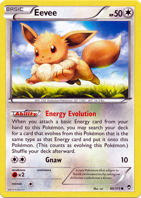 Pokemon Trading Card Game Eevee 80/111 Reverse Holo Common XY Furious Fists