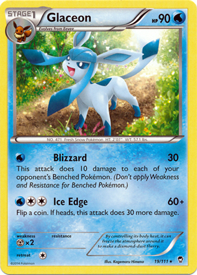 Pokemon Trading Card Game Glaceon 19/111  Rare XY Furious Fists