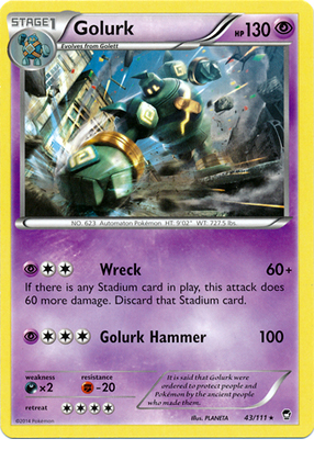 Pokemon Trading Card Game Golurk 43/111 Rare XY Furious Fists