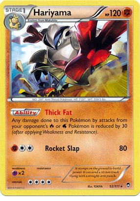 Pokemon Trading Card Game Hariyama 52/111 Rare XY Furious Fists