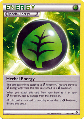 Pokemon Trading Card Game Herbal Energy 103/111 Uncommon Energy XY Furious Fists