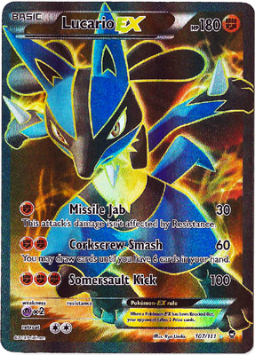 Pokemon Trading Card Game Lucario EX 107/111 Full Art Holo Rare XY Furious Fists