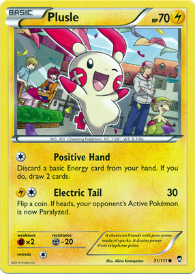 Pokemon Trading Card Game Plusle 31/111 Reverse Holo Common XY Furious Fists