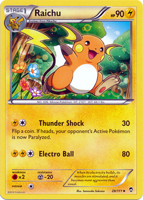 Pokemon Trading Card Game Raichu 28/111 Uncommon XY Furious Fists