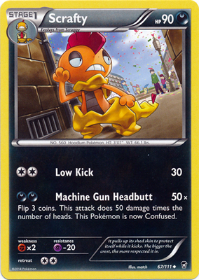 Pokemon Trading Card Game Scrafty 67/111 Uncommon XY Furious Fists