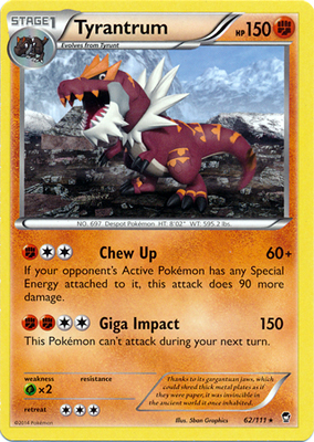 Pokemon Trading Card Game Tyrantrum 62/111 Rare XY Furious Fists