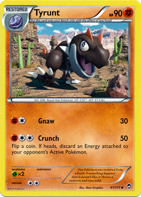 Pokemon Trading Card Game Tyrunt 61/111 Uncommon XY Furious Fists