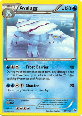 Pokemon Trading Card Game Avalugg 31/106 Uncommon XY Flashfire Pokemon
