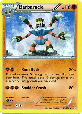 Pokemon Trading Card Game Barbaracle 49/106 Rare XY Pokemon