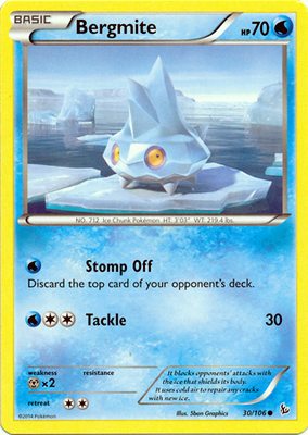 Pokemon Trading Card Game Bergmite 30/106 Common XY Flashfire Pokemon