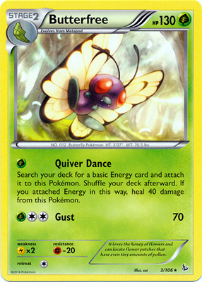 Pokemon Trading Card Game Butterfree 3/106 Rare XY Flashfire Pokemon