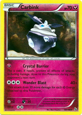 Pokemon Trading Card Game Carbink 68/106 Holo Rare XY Flashfire Pokemon