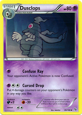Pokemon Trading Card Game Dusclops 39/106 Uncommon XY Flashfire Pokemon