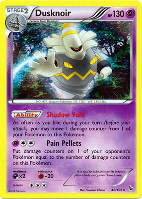 Pokemon Trading Card Game Dusknoir 40/106 Holo Rare XY Flashfire Pokemon