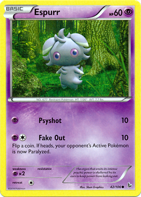Pokemon Trading Card Game Espurr 42/106 Common XY Flashfire Pokemon