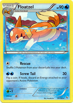 Pokemon Trading Card Game Floatzel 29/106 Rare XY Flashfire Pokemon