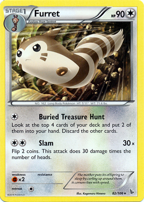 Pokemon Trading Card Game Furret 82/106 Reverse Holo Rare XY Flashfire Pokemon