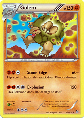 Pokemon Trading Card Game Golem 47/106 Reverse Holo Rare XY Flashfire Pokemon