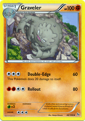 Pokemon Trading Card Game Graveler 46/106 Reverse Holo Uncommon XY Flashfire Pokemon