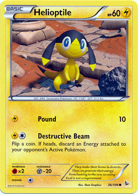 Pokemon Trading Card Game Helioptile 36/106 Common XY Flashfire Pokemon