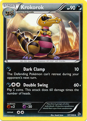 Pokemon Trading Card Game Krokorok 57/106 Uncommon XY Flashfire Pokemon