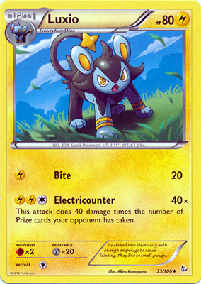 Pokemon Trading Card Game Luxio 33/106 Uncommon XY Flashfire Pokemon