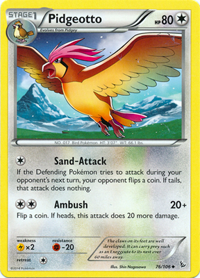 Pokemon Trading Card Game Pidgeotto 76/106 Uncommon XY Flashfire Pokemon