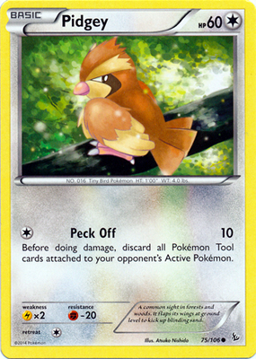 Pokemon Trading Card Game Pidgey 75/106 Common XY Flashfire Pokemon