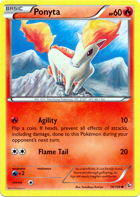 Pokemon Trading Card Game Ponyta 14/106 Common XY Flashfire Pokemon