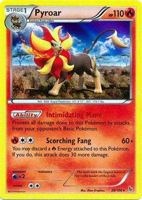 Pokemon Trading Card Game Pyroar 20/106 Holo Rare XY Flashfire Pokemon