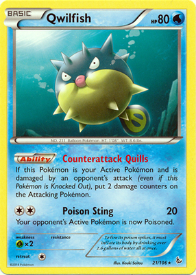 Pokemon Trading Card Game Qwilfish 21/106 Reverse Holo Rare XY Flashfire Pokemon