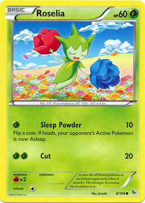 Pokemon Trading Card Game Roselia 8/106 Common XY Flashfire Pokemon