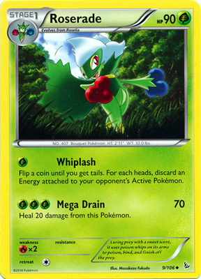 Pokemon Trading Card Game Roserade 9/106 Uncommon XY Flashfire Pokemon