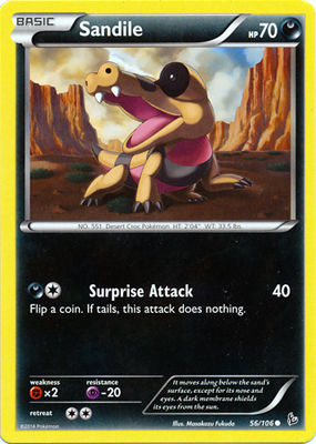Pokemon Trading Card Game Sandile 56/106 Common XY Flashfire Pokemon