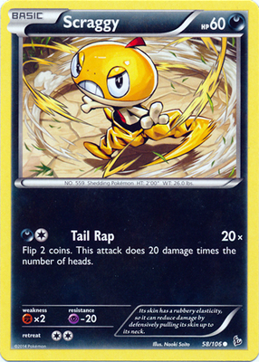 Pokemon Trading Card Game Scraggy 58/106 Common XY Flashfire Pokemon