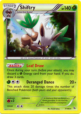 Pokemon Trading Card Game Shiftry 7/106 Reverse Holo Rare XY Flashfire Pokemon