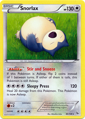Pokemon Trading Card Game Snorlax 80/106 Rare XY Flashfire Pokemon