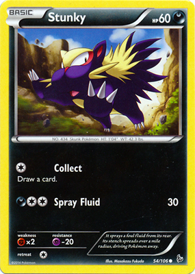 Pokemon Trading Card Game Stunky 54/106 Common XY Flashfire Pokemon