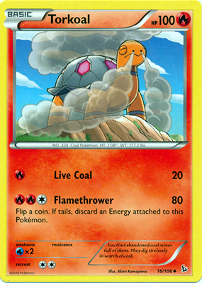 Pokemon Trading Card Game Torkoal 16/106 Uncommon XY Flashfire Pokemon