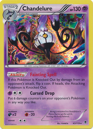 Pokemon Trading Card Game Chandelure 43/119 Reverse Holo XY Phantom Forces