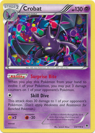 Pokemon Trading Card Game Crobat 33/119 Rare XY Phantom Forces